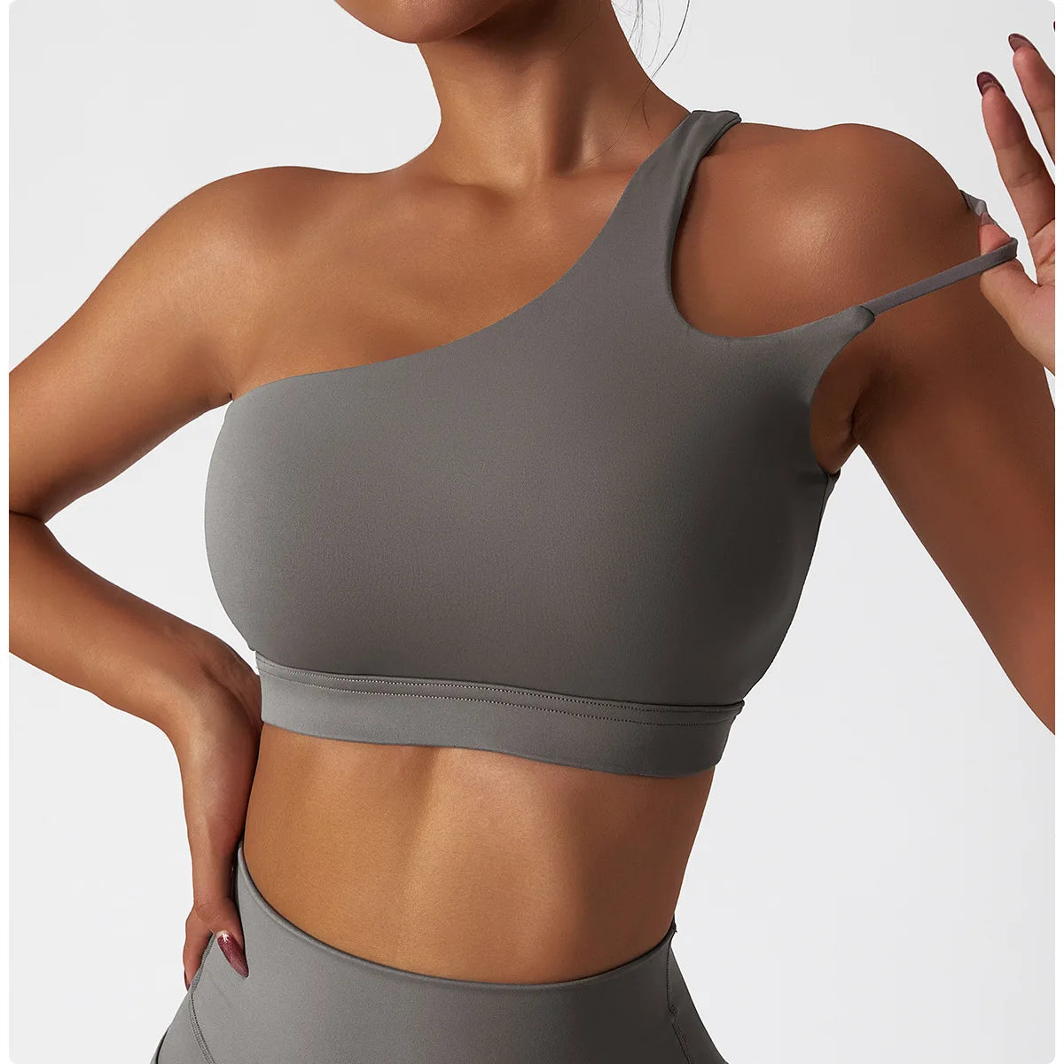 Oblique Strap Shockproof Bra