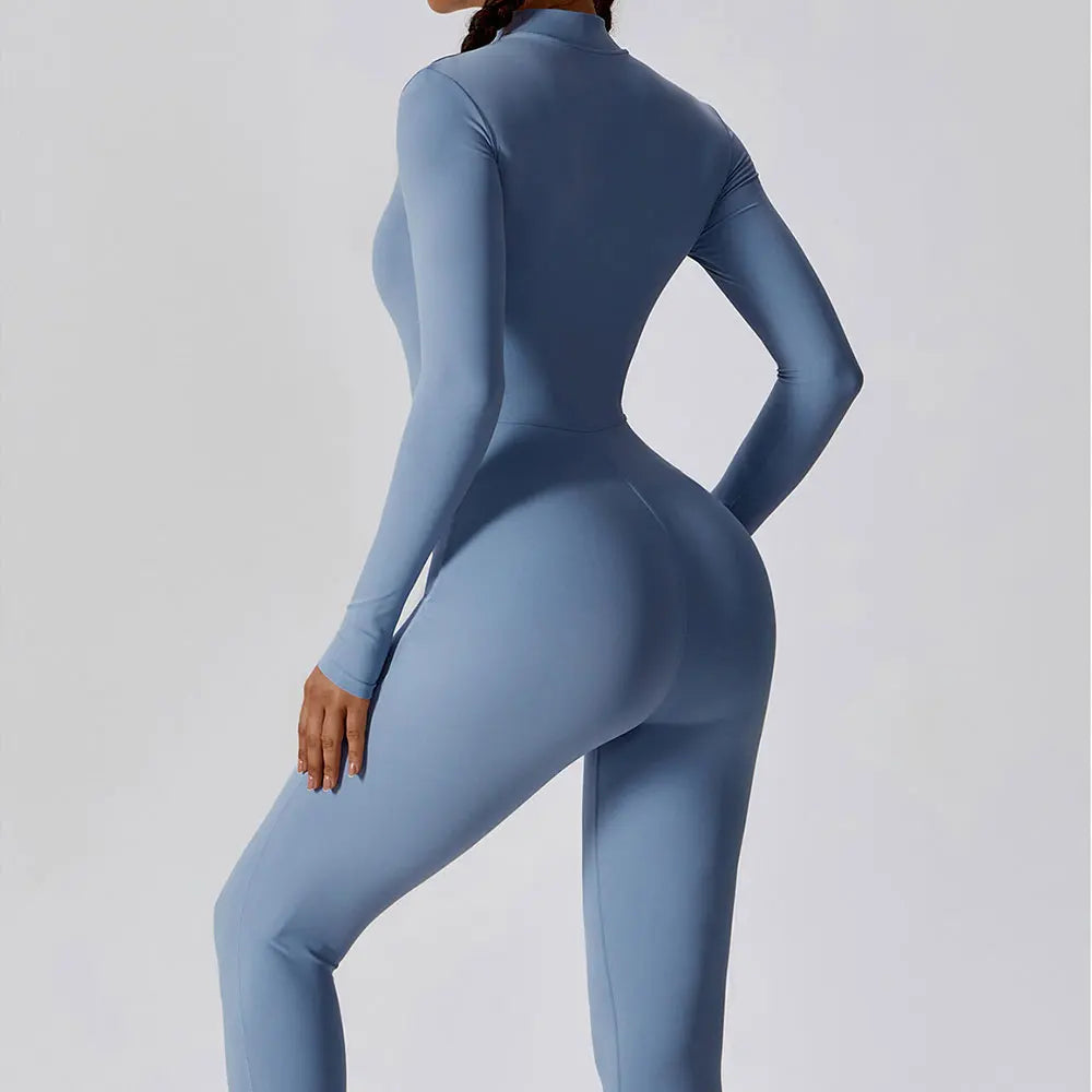 Long Sleeve Zipper Yoga Jumpsuit