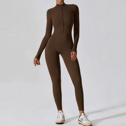 Long Sleeve Zipper Yoga Jumpsuit