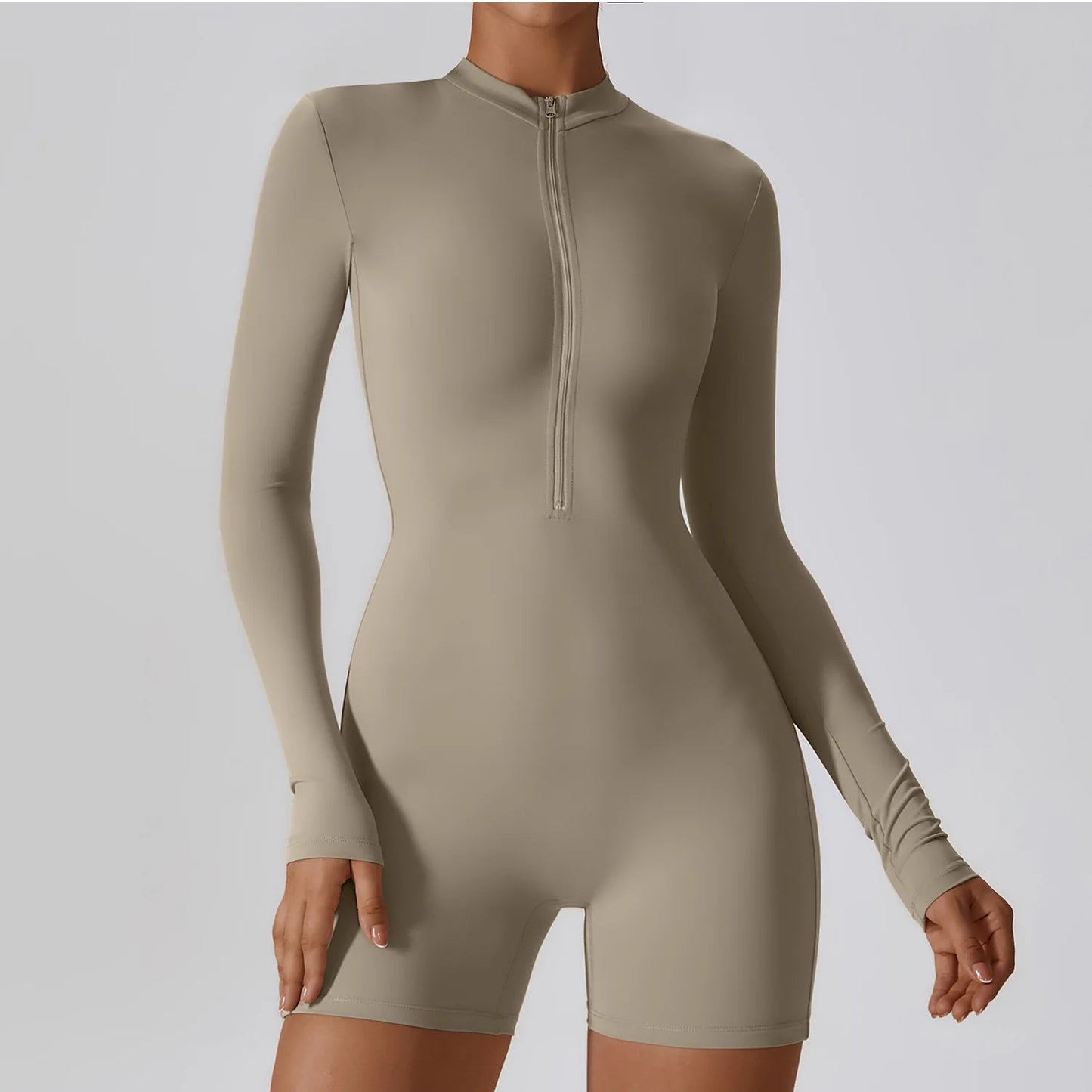 Zip-Front Stretch Yoga Bodysuit