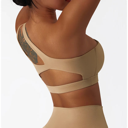 Oblique Strap Shockproof Bra