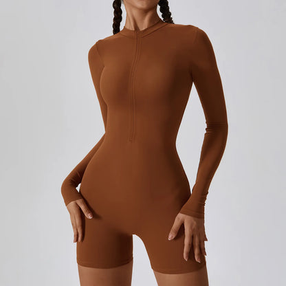 Zip-Front Stretch Yoga Bodysuit