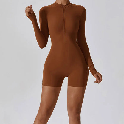 Zip-Front Stretch Yoga Bodysuit