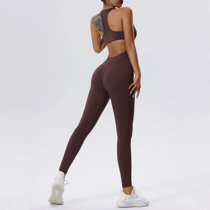 Sleek Zipper Yoga Romper – One-Piece Fitness