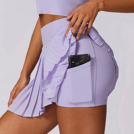 High Waist Pleated Sports Skirt