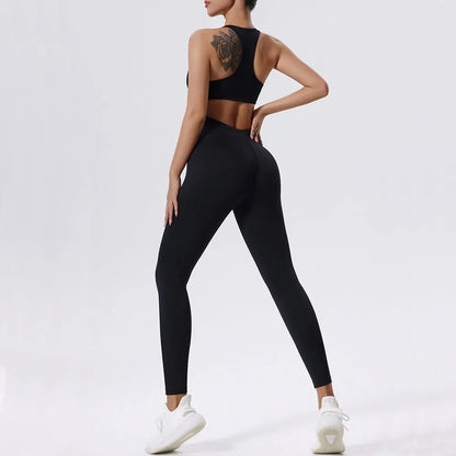 Sleek Zipper Yoga Romper – One-Piece Fitness
