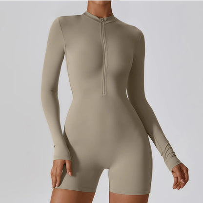 Zip-Front Stretch Yoga Bodysuit