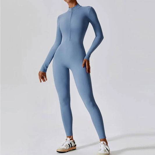 Long Sleeve Zipper Yoga Jumpsuit