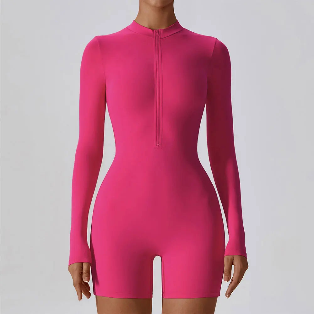 Zip-Front Stretch Yoga Bodysuit