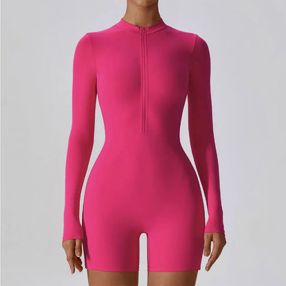 Zip-Front Stretch Yoga Bodysuit