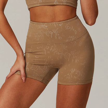 High Waist Printed Yoga Shorts
