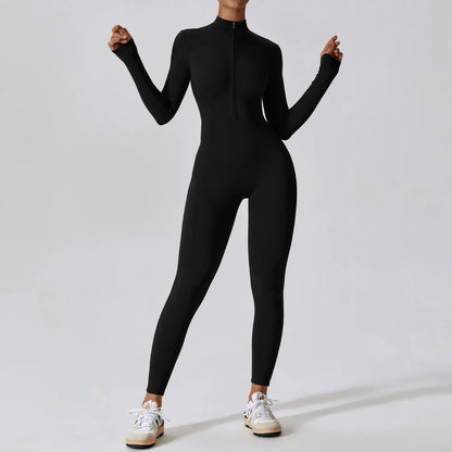 Long Sleeve Zipper Yoga Jumpsuit