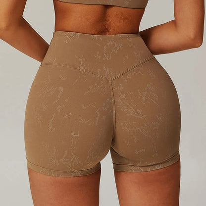 High Waist Printed Yoga Shorts