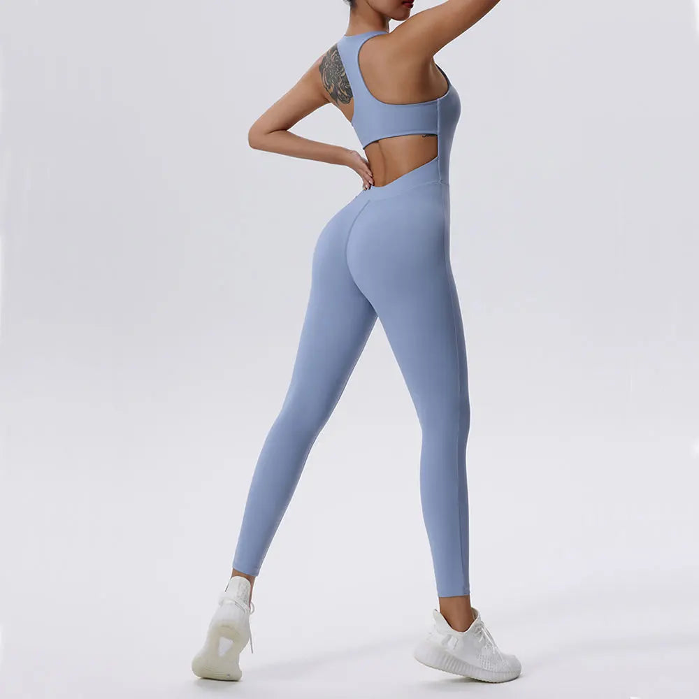 Sleek Zipper Yoga Romper – One-Piece Fitness